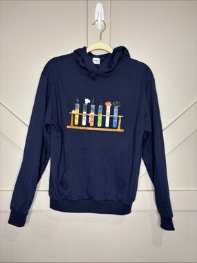 Spring & Gege Navy Blue Muppet Science Beaker Hoodie Sweatshirt Kermit Unisex